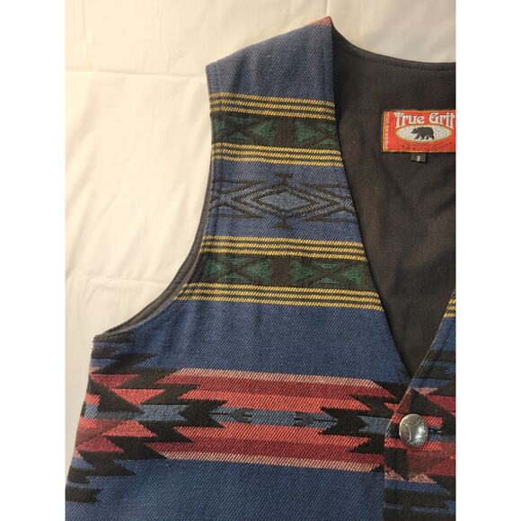 Vintage True Grit Southwestern Aztec Vest Adult Size 3 XS-Small USA Made Cotton - Picture 4 of 15